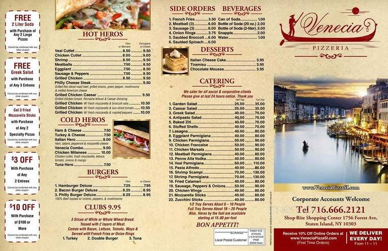 Venecia Pizza - Staten Island, NY menu_pic