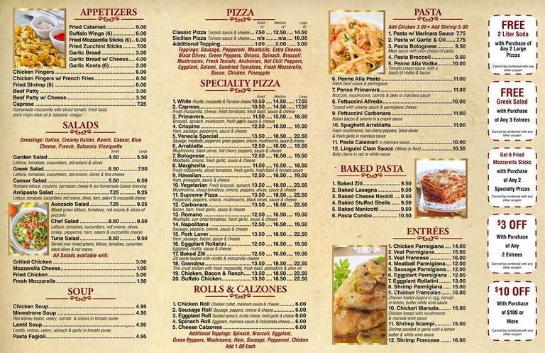 Venecia Pizza - Staten Island, NY menu_pic