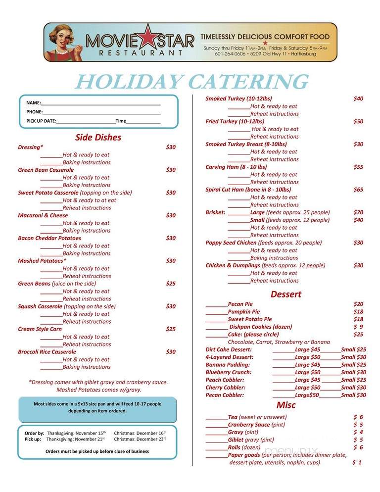 Movie Star Restaurant & Catering - Purvis, MS