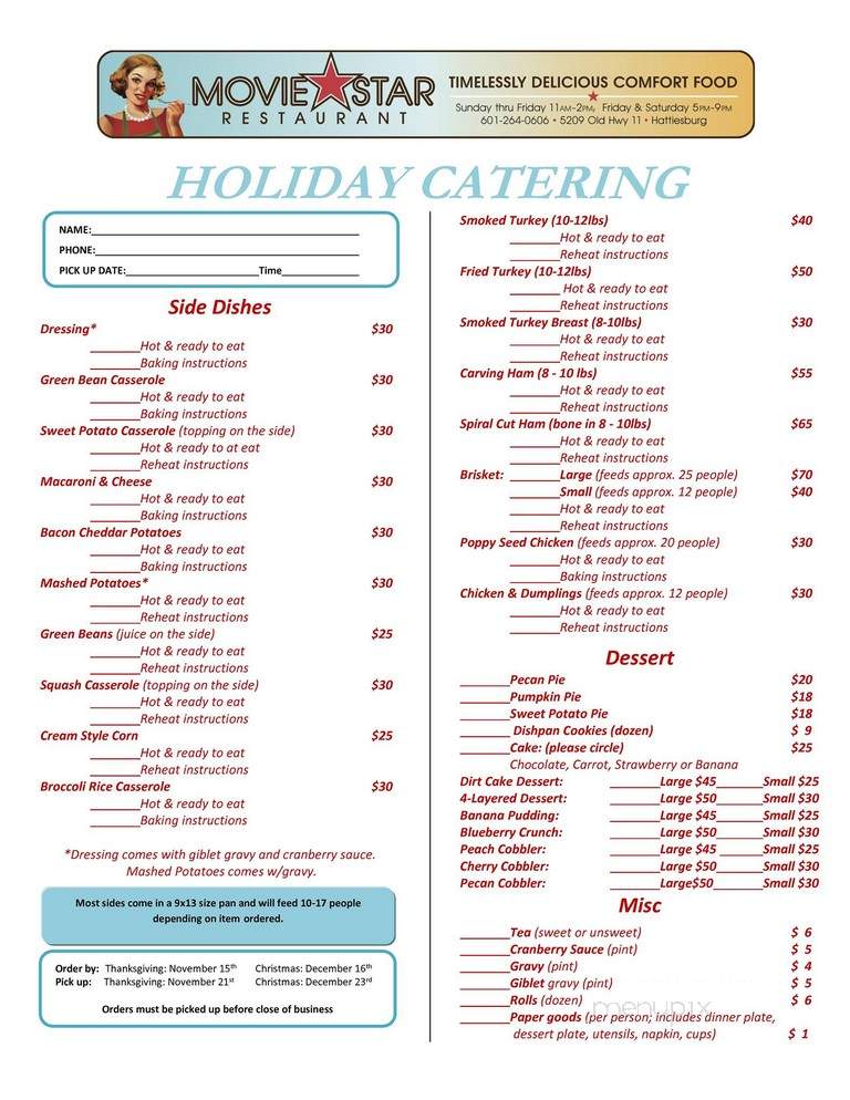 Movie Star Restaurant & Catering - Purvis, MS menu_pic