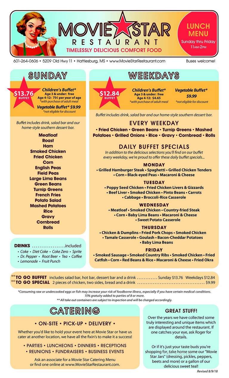 Movie Star Restaurant & Catering - Purvis, MS menu_pic