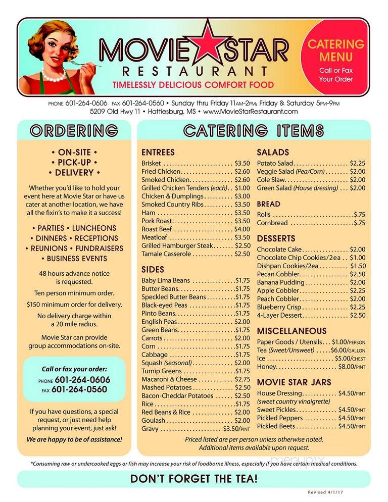Movie Star Restaurant & Catering - Purvis, MS menu_pic