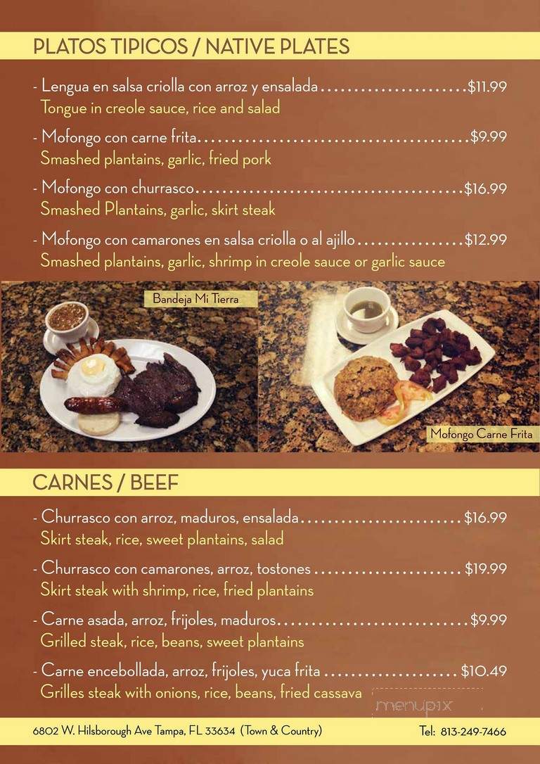 Tierra Mexicana Restaurant - Tampa, FL menu_pic