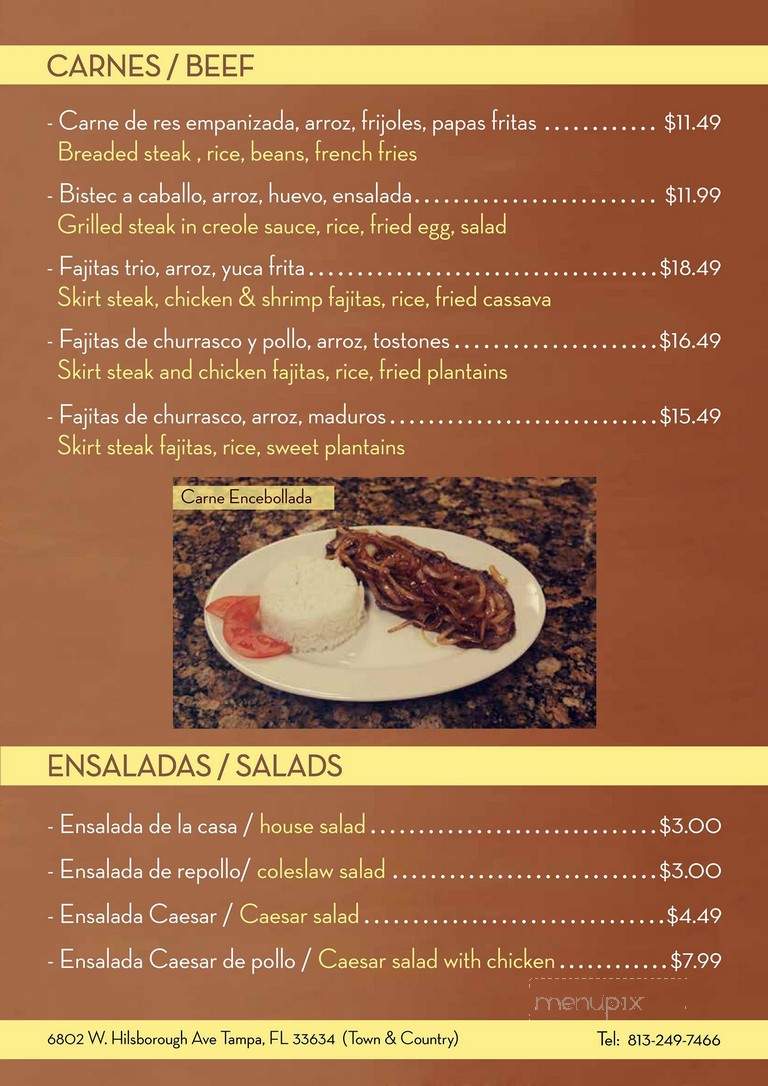 Tierra Mexicana Restaurant - Tampa, FL menu_pic