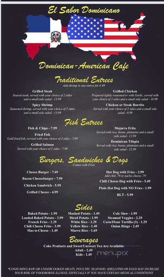El Sabor Dominicano-American cafe - Sevierville, TN menu_pic