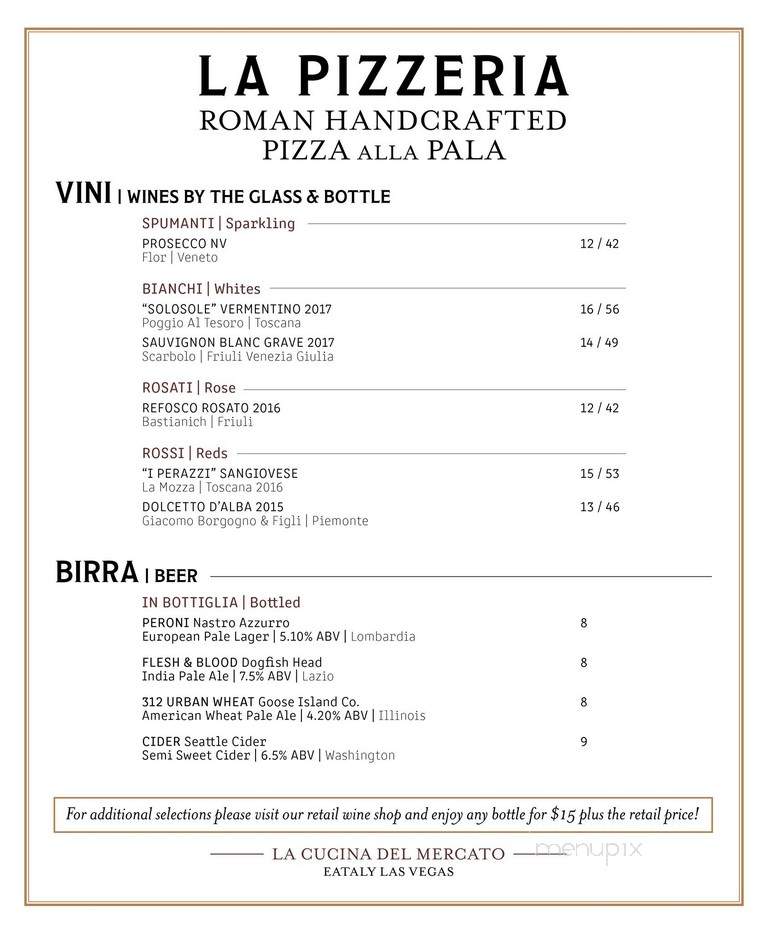 Menu of Eataly in Las Vegas, NV 89109 Menu of Eataly in Las Vegas, NV 89109
