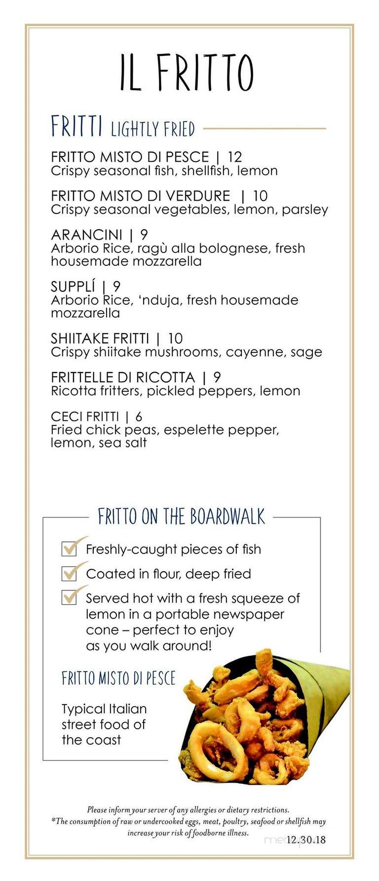 Menu of Eataly in Las Vegas, NV 89109
