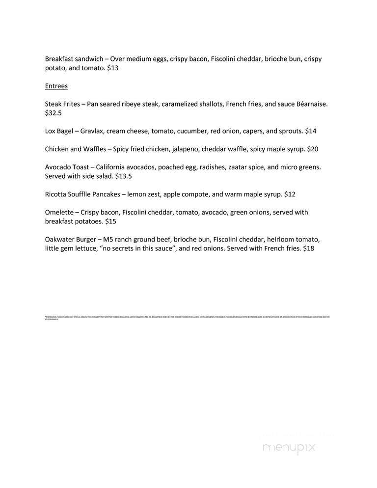 Oakwater American Bistro - Granite Bay, CA menu_pic