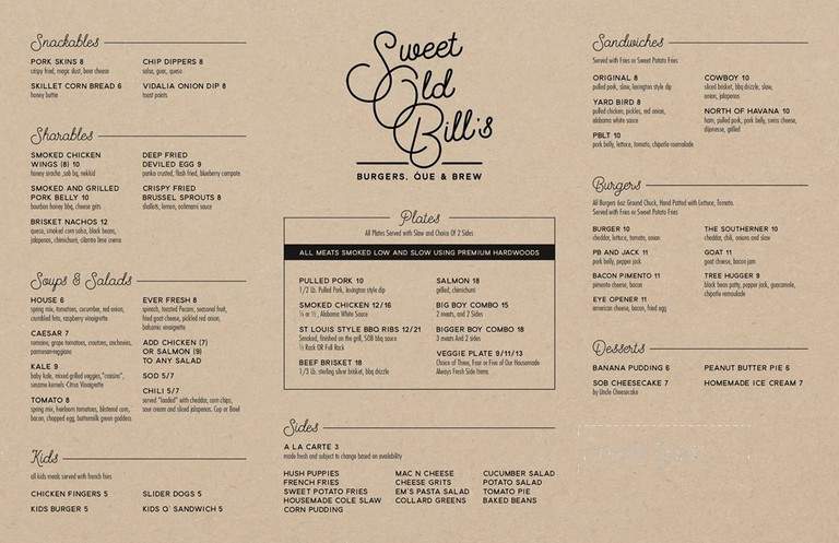 Sweet Old Bill's - High Point, NC menu_pic