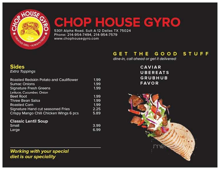 Chop House Gyro - Dallas, TX menu_pic