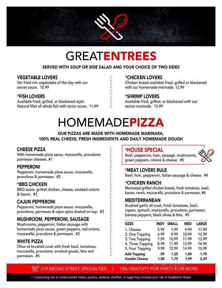 219 Mixed Cuisine - Murfreesboro, TN menu_pic