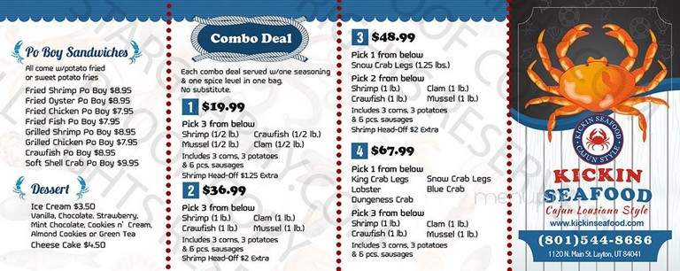Kickin Seafood Cajun Style - Layton, UT menu_pic