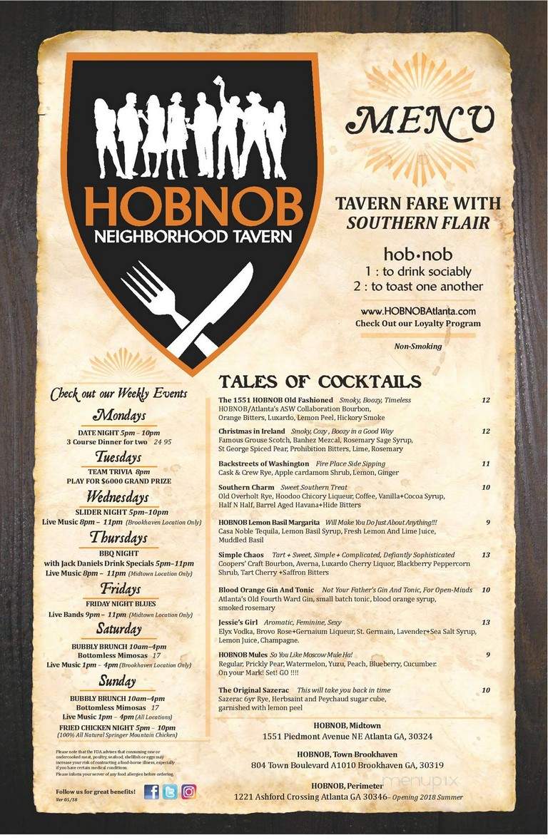 Hobnob Neighborhood Tavern - Dunwoody, GA menu_pic