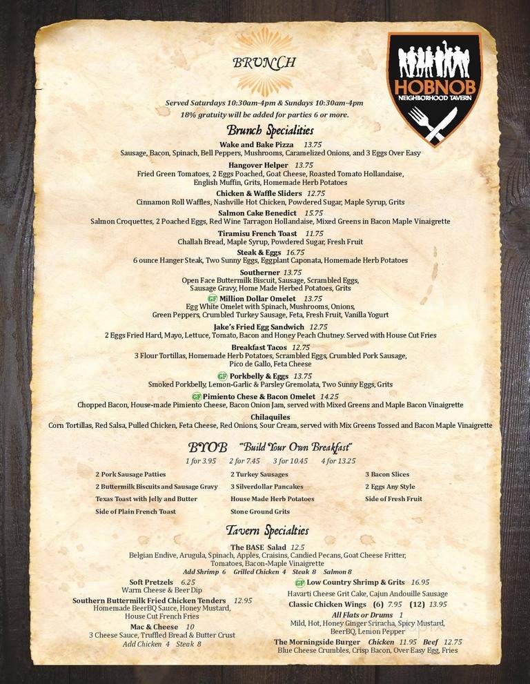 Hobnob Neighborhood Tavern - Dunwoody, GA menu_pic