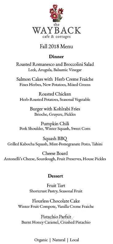The Wayback Cafe and Cottages - Austin, TX menu_pic