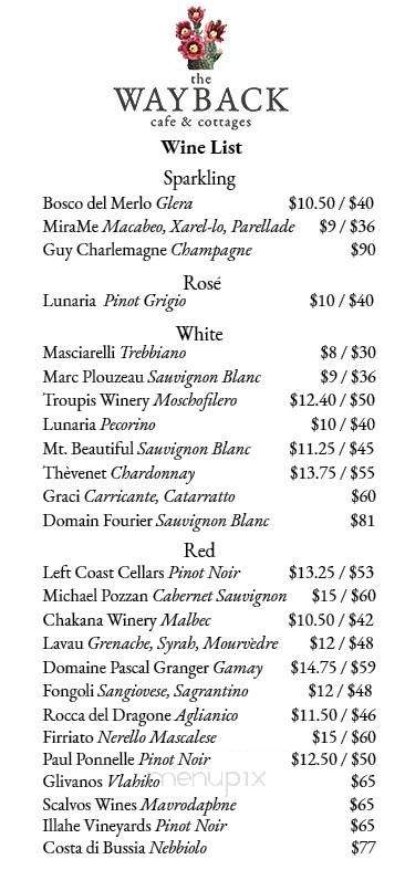 The Wayback Cafe and Cottages - Austin, TX menu_pic