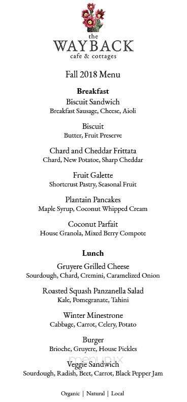 The Wayback Cafe and Cottages - Austin, TX menu_pic