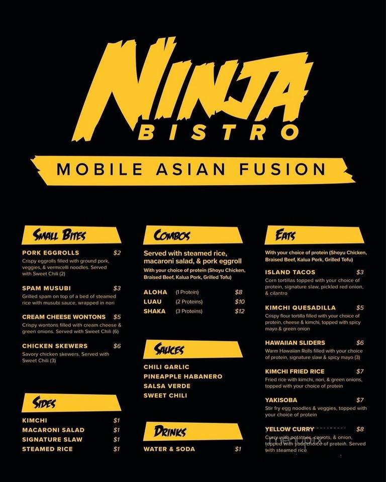 Ninja Bistro - Pasco, WA menu_pic