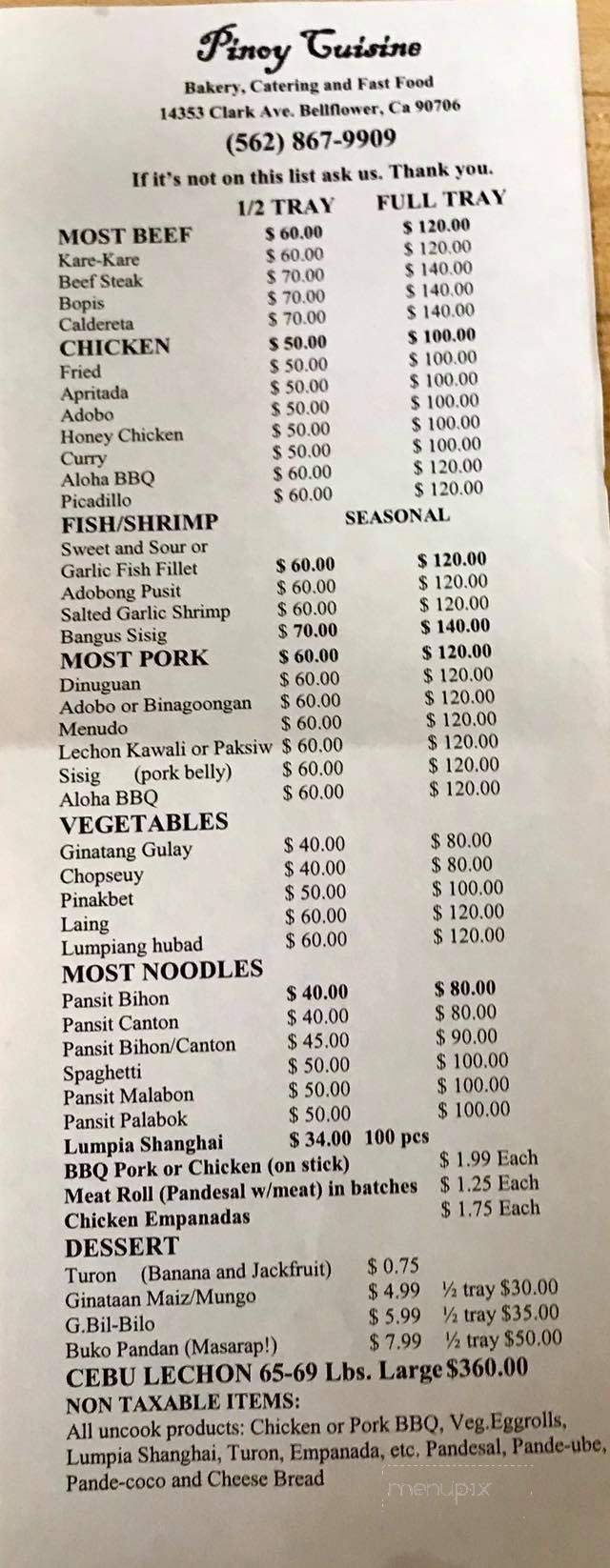 Pinoy Fusion BBQ - Bellflower, CA menu_pic