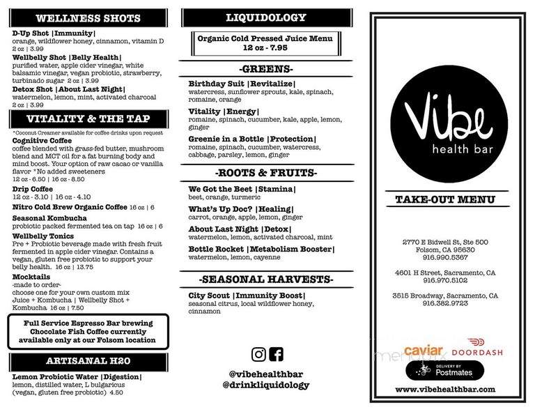vibe kitchen and bar menu
