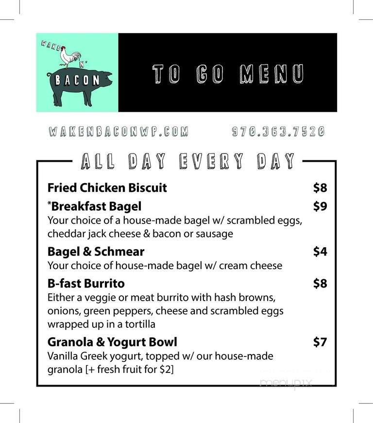 Wake N' Bacon - Winter Park, CO menu_pic