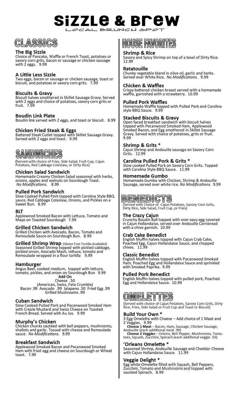 Sizzle & Brew - Tomball, TX menu_pic