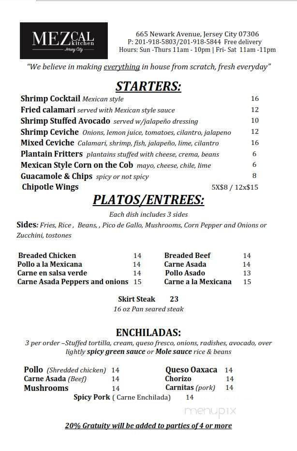 Mezcal Kitchen JC - Jersey City, NJ menu_pic