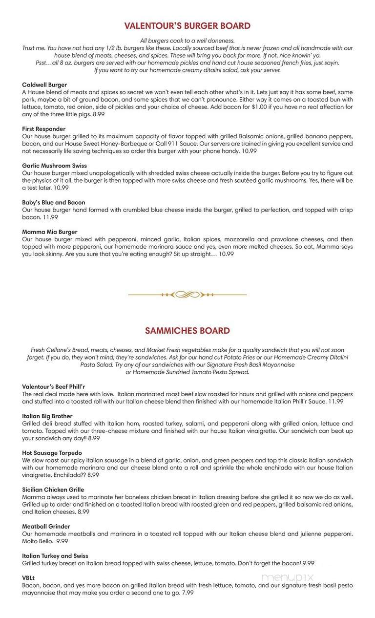 Valentour's Family Restaurant and Pub - McDonald, PA menu_pic