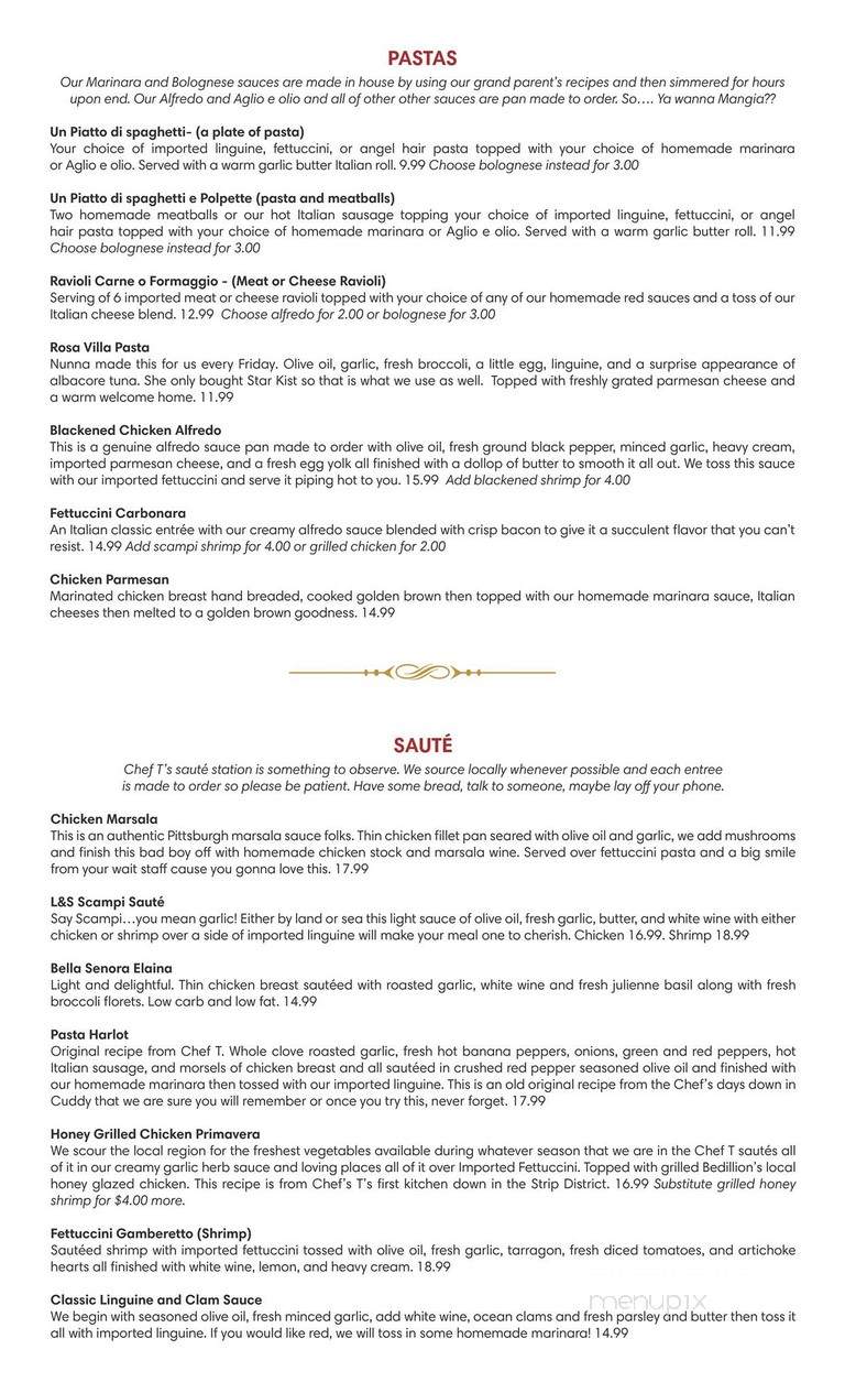 Valentour's Family Restaurant and Pub - McDonald, PA menu_pic