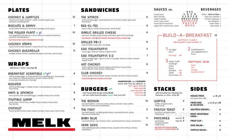 Melk Diner & Cereal Bar - Iowa City, IA menu_pic