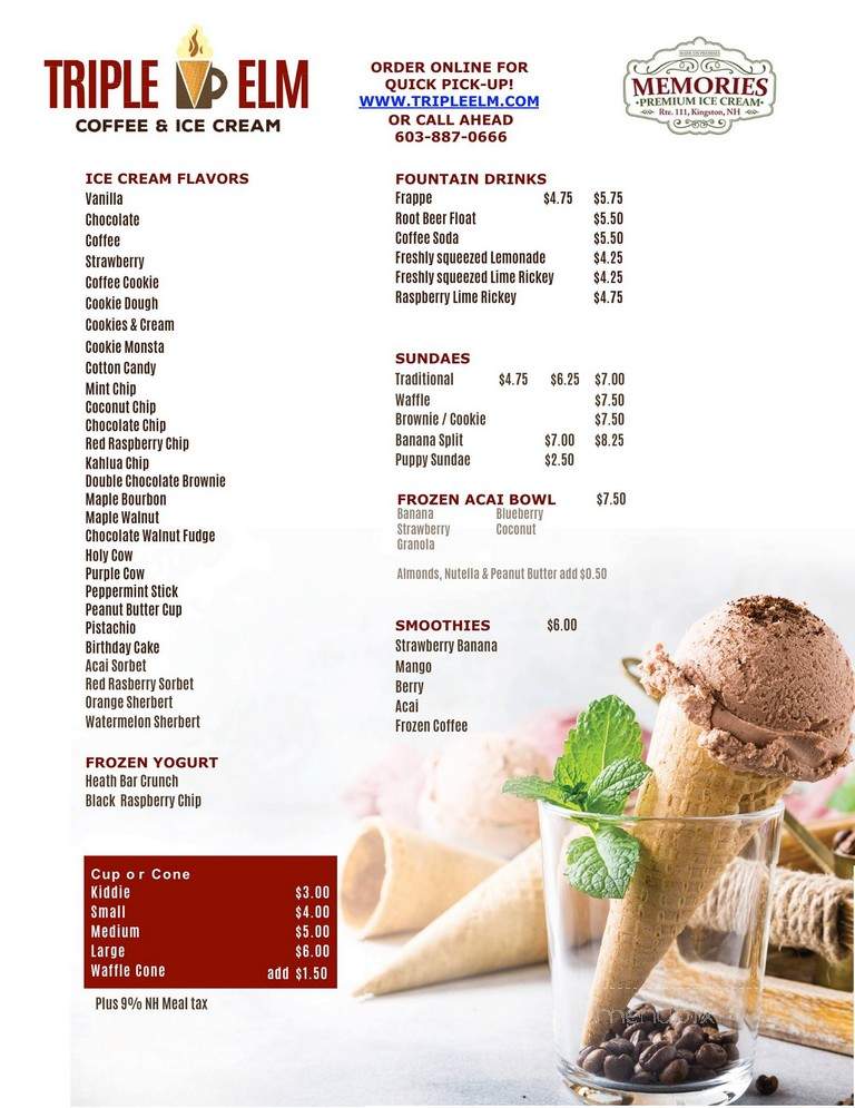 Triple Elm - Sandown, NH menu_pic