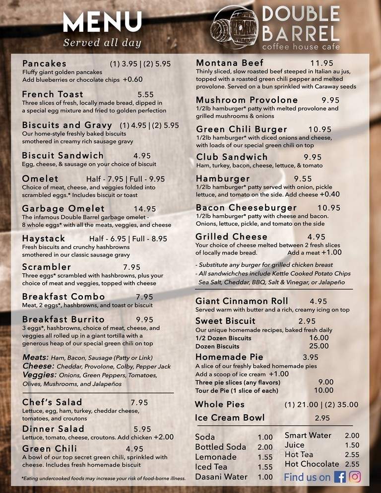 Double Barrell Coffee House Cafe - Great Falls, MT menu_pic