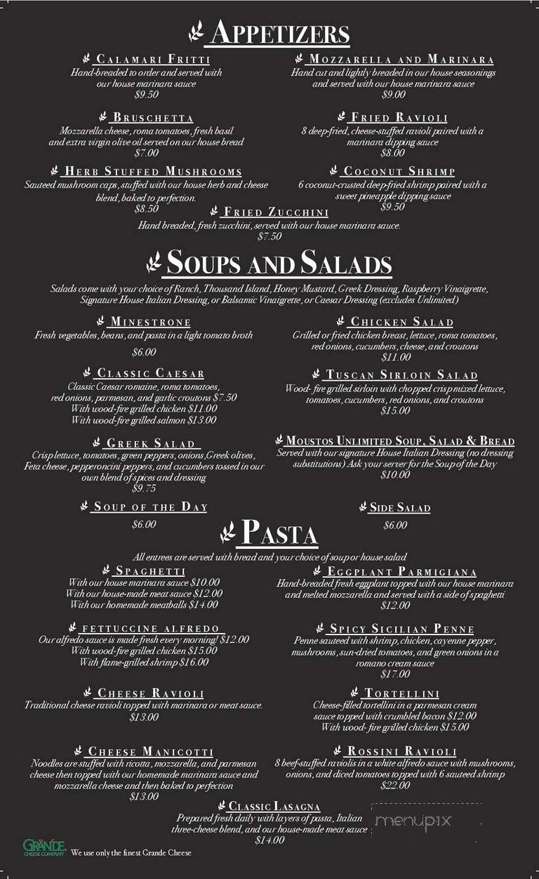 Moustos Pasta & Grill - Paris, TN menu_pic