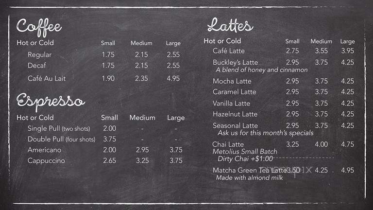 Buckley's Bakery & Cafe - Hollis, NH menu_pic