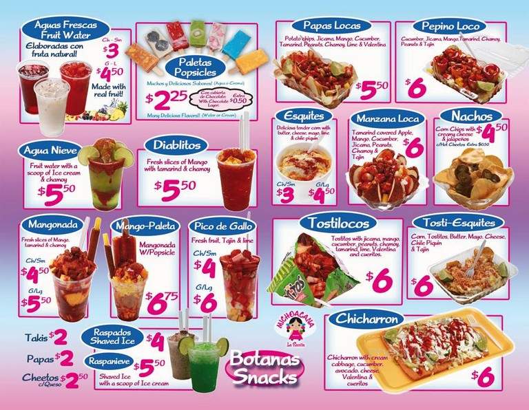 Michoacana Raspados Don Manuel - Montebello, CA menu_pic