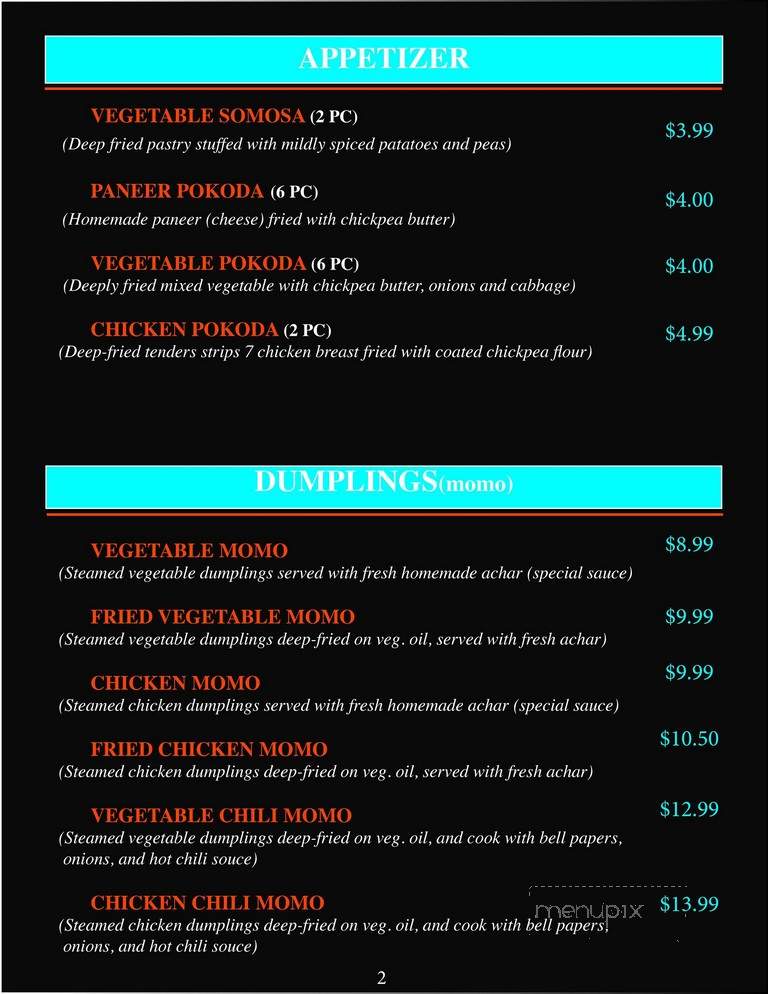 Bhojan Ghar - Harrisburg, PA menu_pic