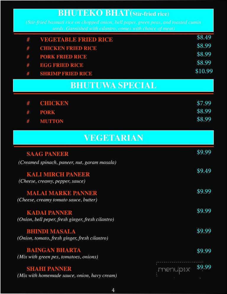 Bhojan Ghar - Harrisburg, PA menu_pic