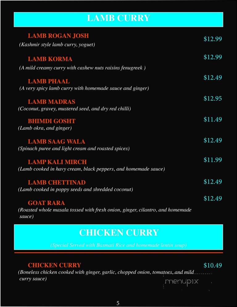 Bhojan Ghar - Harrisburg, PA menu_pic