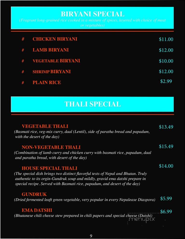 Bhojan Ghar - Harrisburg, PA menu_pic