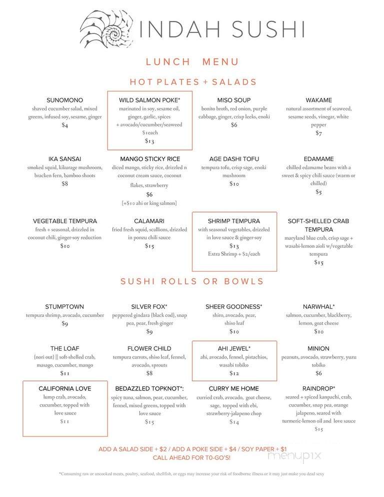 Indah Foodtruck - Whitefish, MT menu_pic