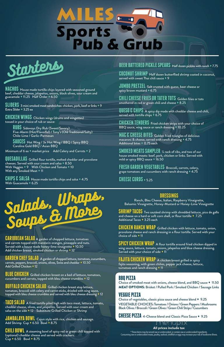 Miles Sports Pub and Grub - Louisville, CO menu_pic