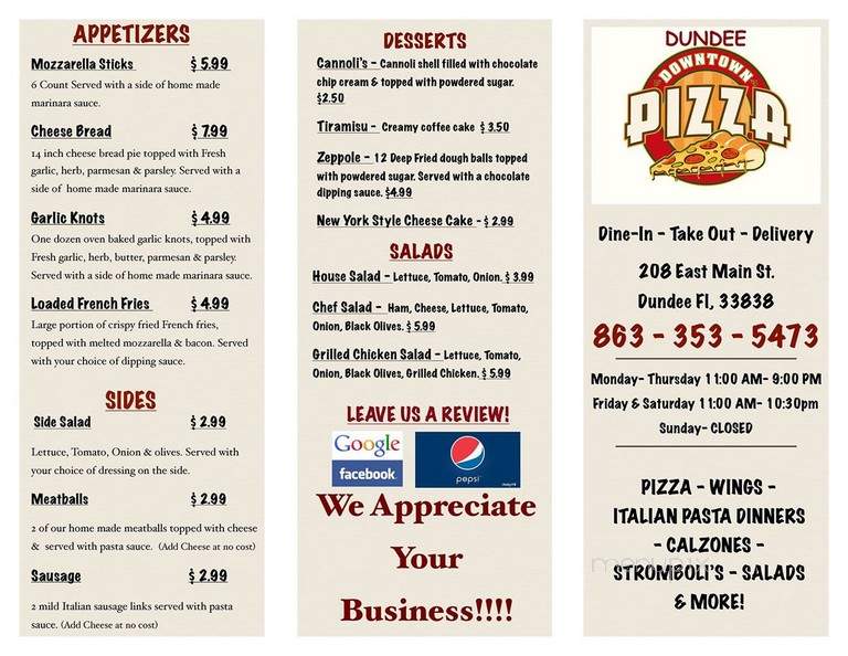 Dundee Downtown Pizza - Dundee, FL