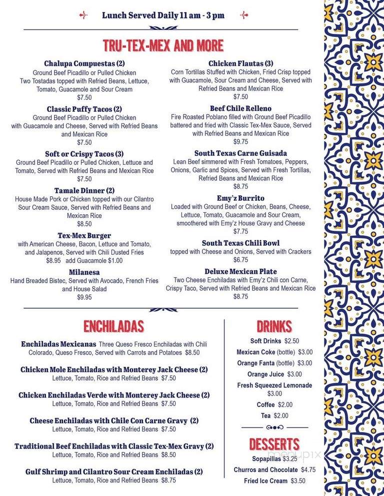 Emy'z Tru-Tex-Mex - San Antonio, TX menu_pic