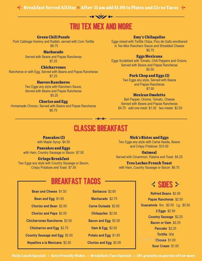 Emy'z Tru-Tex-Mex - San Antonio, TX menu_pic