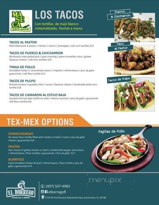 El Borrego - Kissimmee, FL menu_pic