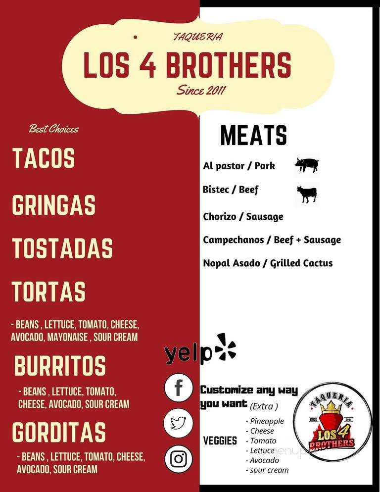 Taqueria Los 4 Brothers - Houston, TX menu_pic
