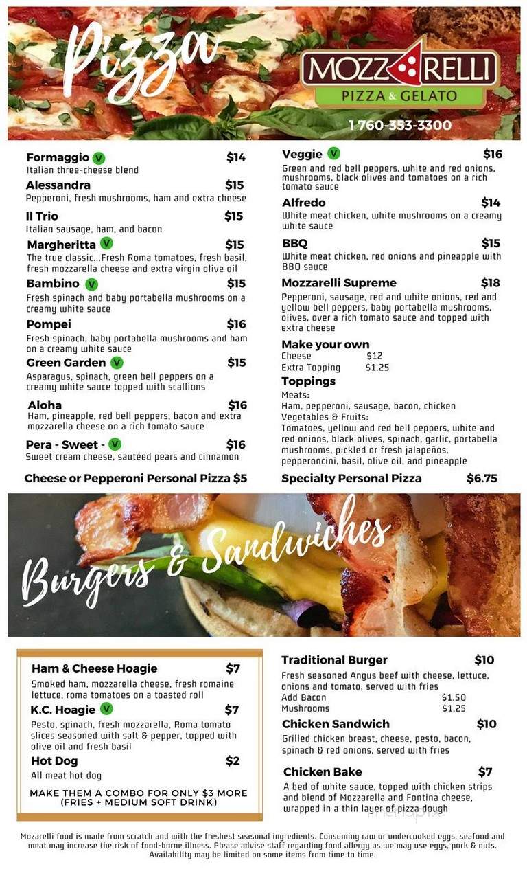 Mozzarelli Artisan Bistro - Imperial, CA menu_pic