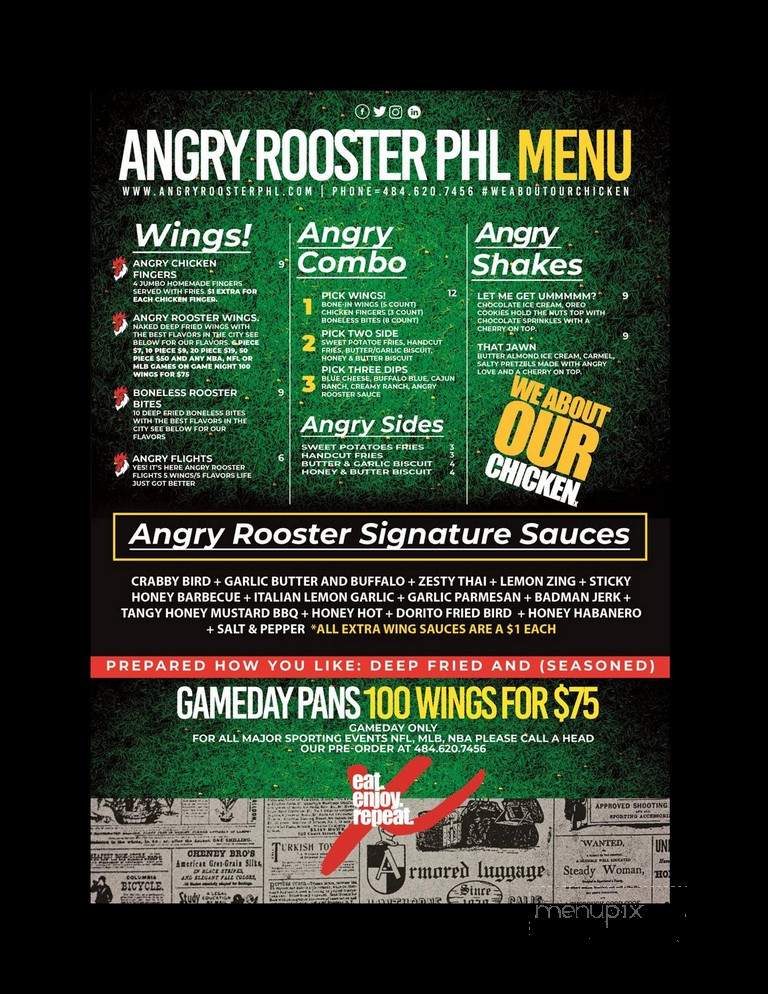 Angry Rooster PHL - Philadelphia, PA menu_pic