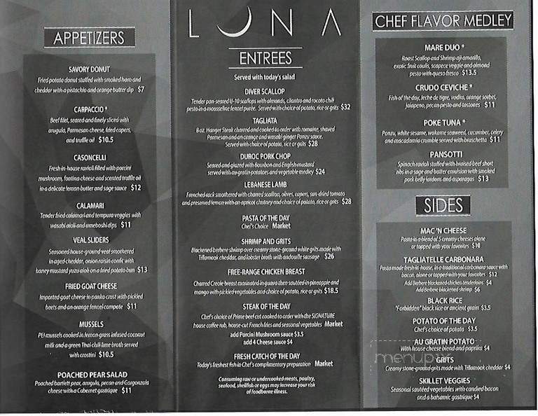 Luna Food And Wine - Cocoa Beach, FL menu_pic