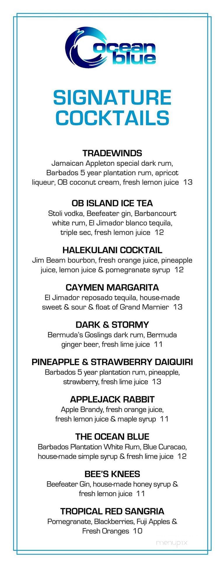 Ocean Blui Grill - Waldorf, MD menu_pic